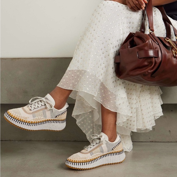 Chloe Shoes - Chloé Nama embroidered Biscotti Beige sneakers. Size 8.5 EU 39.